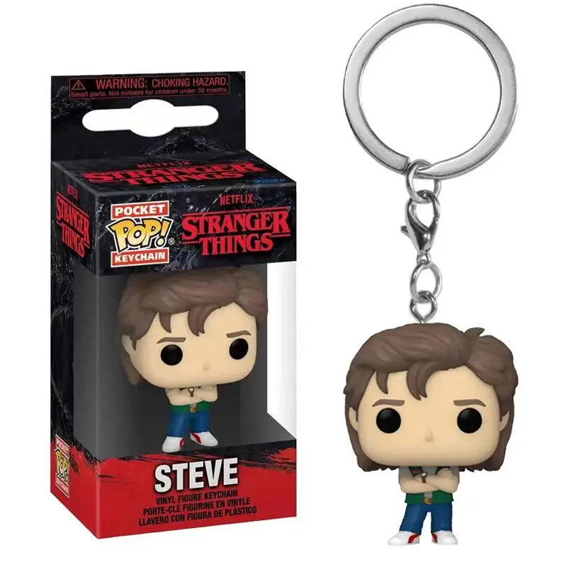 Funko POP NEW Arrive  Keychain ELEVEN Demogorgon DUSTIN Barb Steve Robin  Keychain Toy Vinyl Figure Model Kid Toys