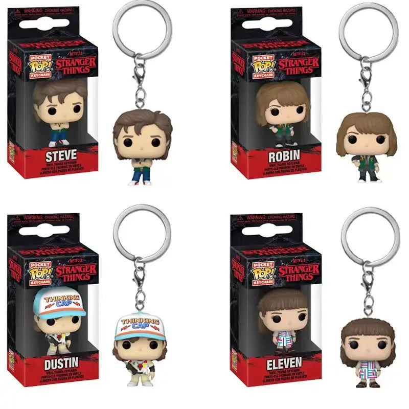 Funko POP NEW Arrive  Keychain ELEVEN Demogorgon DUSTIN Barb Steve Robin  Keychain Toy Vinyl Figure Model Kid Toys