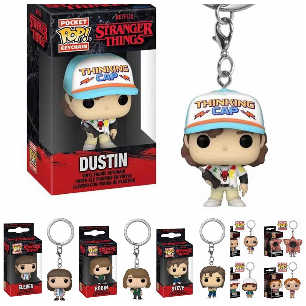 Funko POP NEW Arrive  Keychain ELEVEN Demogorgon DUSTIN Barb Steve Robin  Keychain Toy Vinyl Figure Model Kid Toys